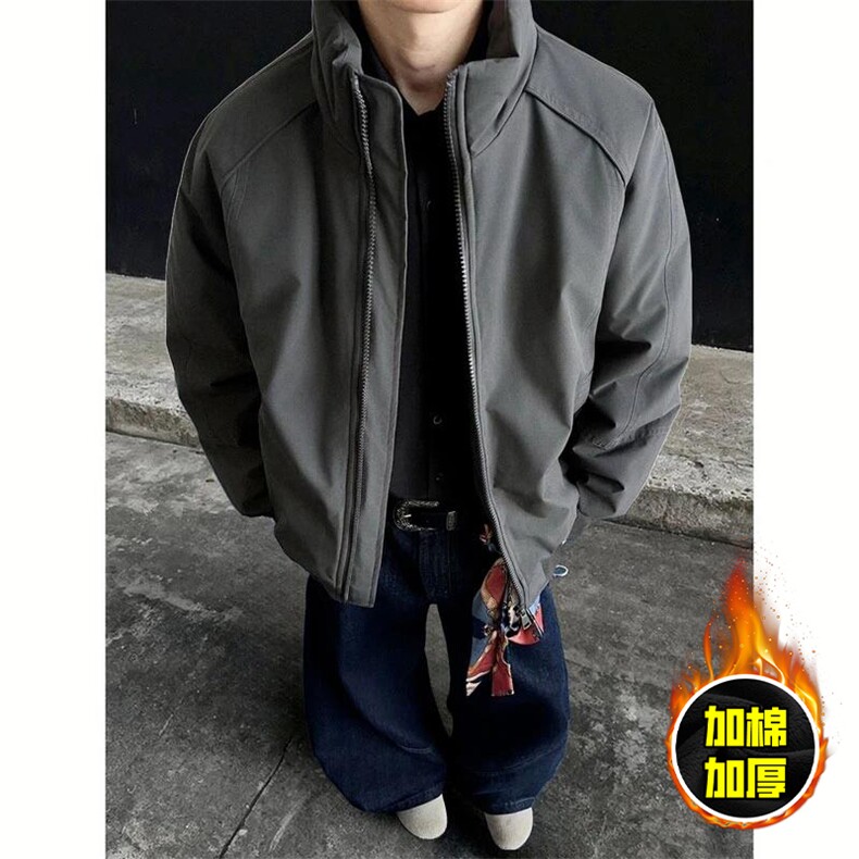 现货美式高街休闲棉衣夹克三防立领纯色户外工装加厚棉服外套，男装夹克，电商A486