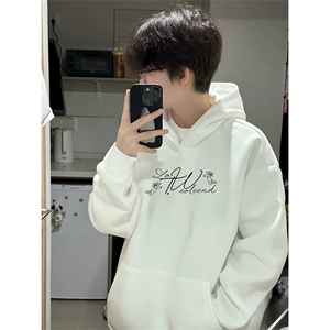 抖音得物 高品质印花连帽卫衣 秋冬装美式宽松连帽纯色卫衣ADL121,男装卫衣,电商A443