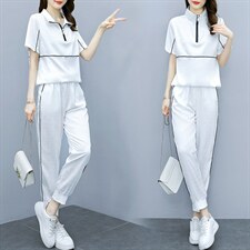 中老年妈妈两件套薄款女时尚夏季冰丝洋气减龄宽松显瘦运动服套装，女装套装/套裙，凝聚力