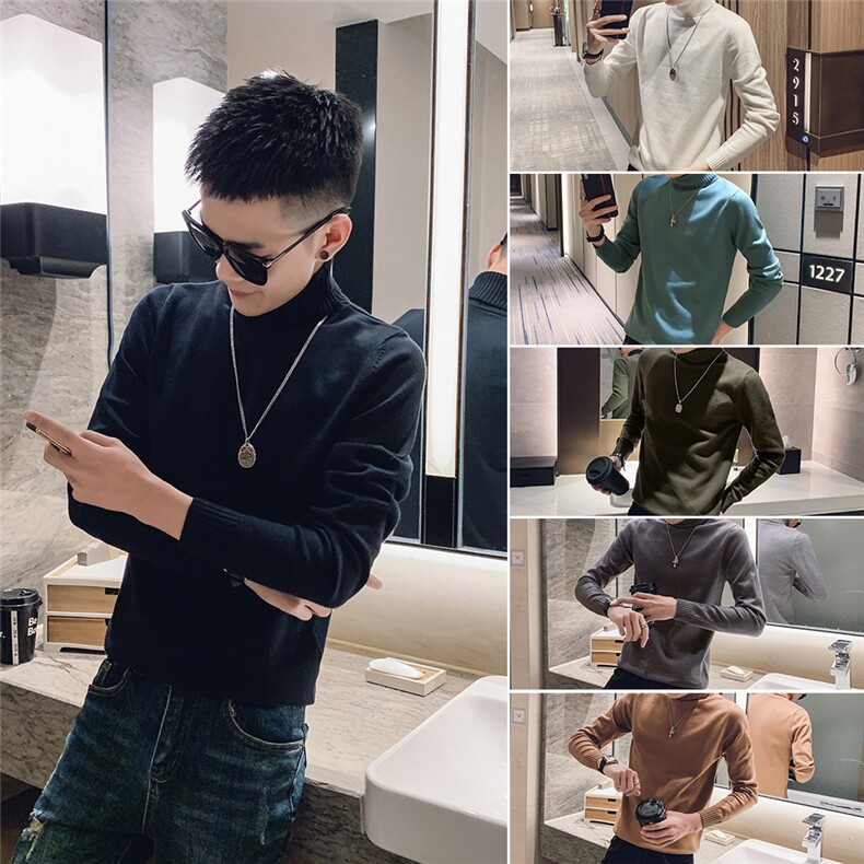 M20-P55控价782021社会小伙网红修身纯色高圆领毛衣男潮,男装针织衫/毛衣,星座102A（原电商D309-1）