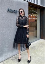 现货2021秋装新款百搭蕾丝连衣裙M-XXL，女装连衣裙，艾涵o