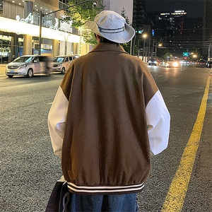 JK807 P68港风拼接翻领百搭休闲宽松夹克外套男图片
