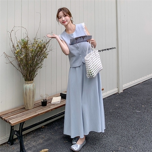 2025夏季法式气质淡人蕾丝花边拼接马甲背心女温柔高腰半身裙套装图片