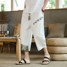 夏季男装七分裤棉麻宽松大码男装休闲裤XZ314A-1-K40-P25，男装牛仔裤，星座1513