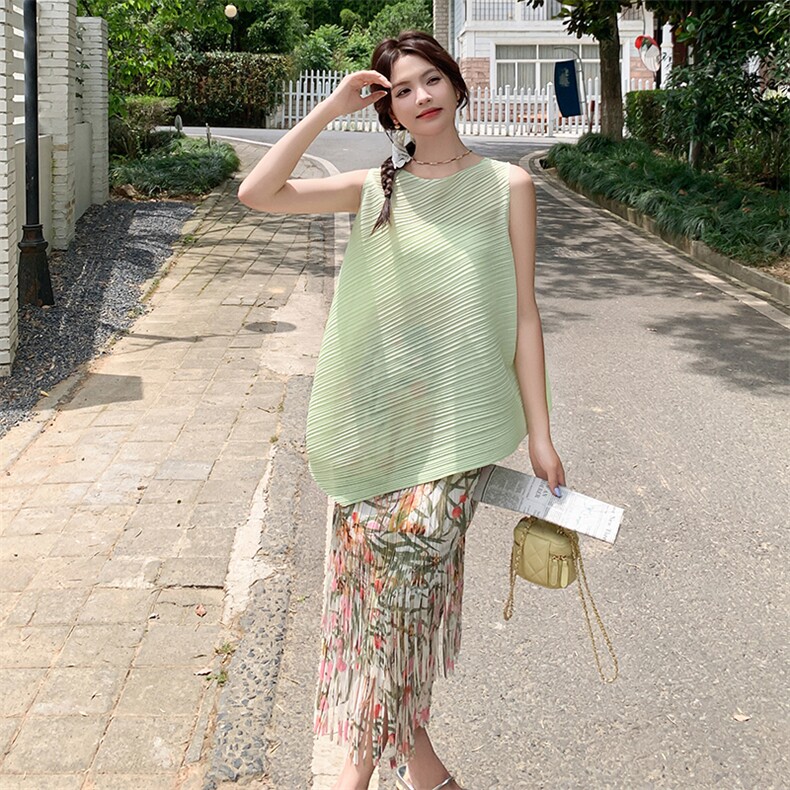 现货！压皱印花度假两件套2C133-9012-P125-K178,女装套装/套裙,2C133