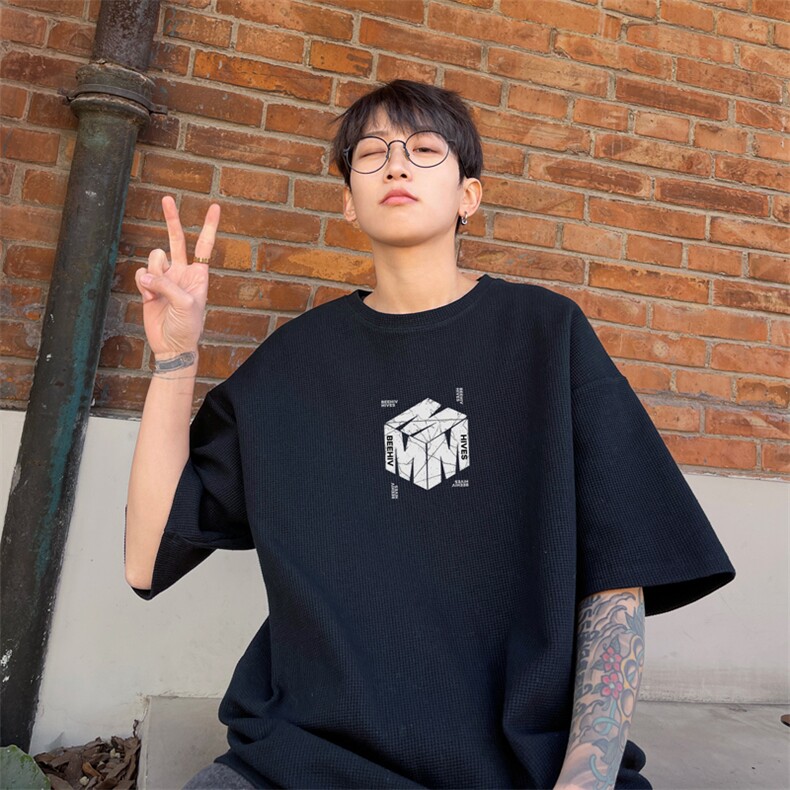 量大优！供视频！港风华夫格短袖T恤半袖男HT205-特P18,男装T恤,电商B367