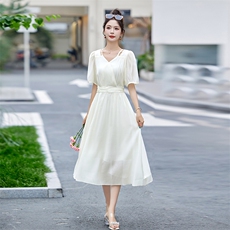 超仙甜气减龄连衣裙女2024夏季新款收腰修身显瘦气质初恋长裙，女装连衣裙，涵亦佰惠