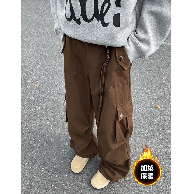 K828-特P55加绒特P65水洗棉布男休闲口袋工装裤宽松直筒拖地裤,男装休闲裤,电商B327