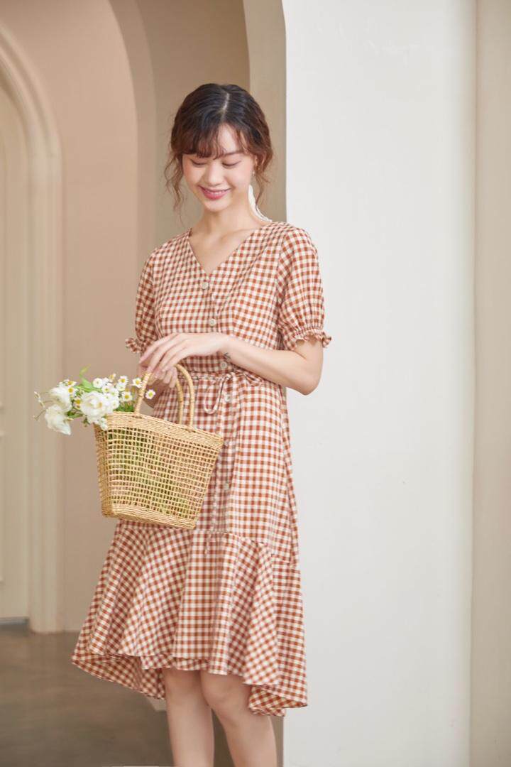 格子连衣裙，女装连衣裙，慕尚依依