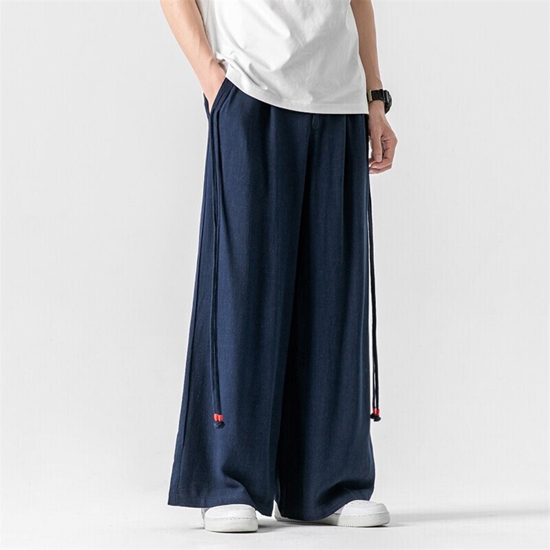 春夏大码风棉麻亚麻裤直筒休闲裤新中式男女汉服K258/P70,男装休闲裤,钱塘713