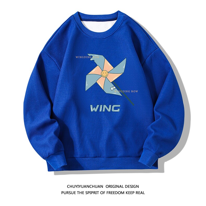 华夫格卫衣圆领卫衣长袖t恤男外套白底HW76112-P30加绒款-P40,男装卫衣,电商A040A