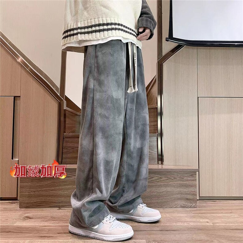灯芯绒扎染工艺新款休闲裤男宽松D329-QM534-薄款55-加绒P65-控88,男装卫衣,电商D329