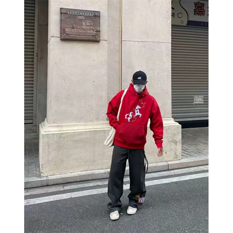 RT24P65美式复古本命年连帽卫衣,男装卫衣,电商B323A