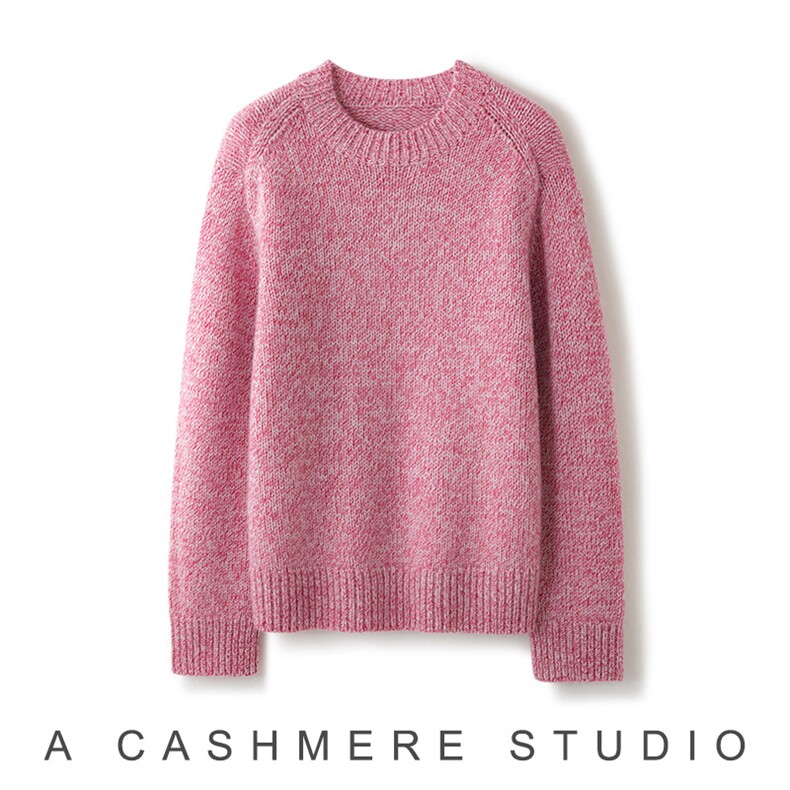 2026年秋季时尚百搭通勤简约休闲圆领花纱套衫，女装羊绒衫，致织羊绒