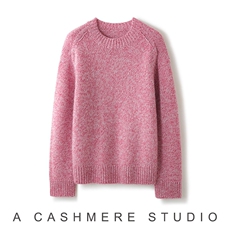 2026年秋季时尚百搭通勤简约休闲圆领花纱套衫，女装羊绒衫，致织羊绒