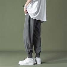 中性风宽松阔腿束脚超薄速干冰丝垂感大码休闲裤7738-P25控48,男装休闲裤,电商A059