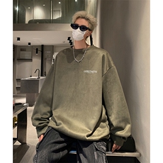 抖音得物供货提供视频秋冬重磅美式麂皮绒圆领卫衣JY353，男装卫衣，电商A486