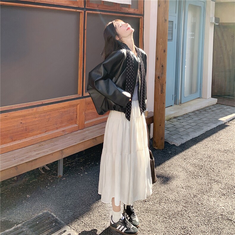 港风复古时尚黑色皮衣外套女2025春秋新款巨好看小个子机车服夹克,女装皮衣,浙宝238