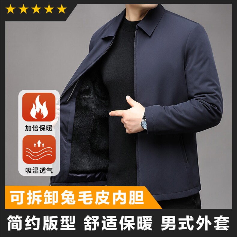 轻奢高货商场品质做工精细可拆卸兔毛内胆夹克图片