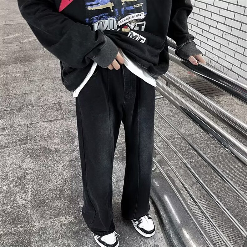 2024秋季新款港风美式vibe潮牌直筒休闲牛仔裤男长裤CK1005-P45,男装牛仔裤,星座1109-3