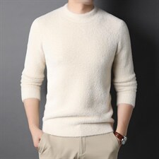 中年男2023秋冬季圆领毛纯色衣中年针织打底衫上衣HPND-9-P80图片