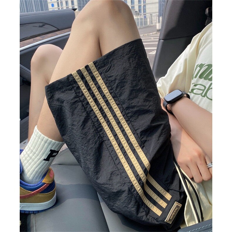 条纹短裤男夏季薄款尼龙速干五分裤三条杠运动休闲中裤KJ904,男装牛仔裤,星座1116A（原606A-3）
