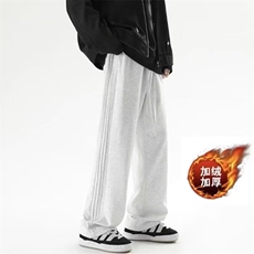 休闲裤男秋冬季直筒宽松潮牌加绒加厚卫裤百搭纯色长裤MK6020P40，男装休闲裤，星座1013-5