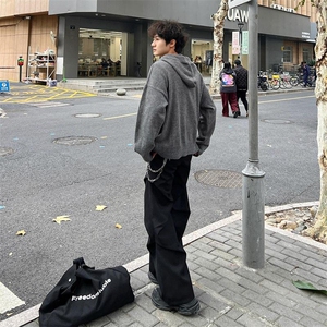 重磅秋冬装北极绒开衫毛衣美式复古休闲慵懒风针织衫加厚连帽外套图片