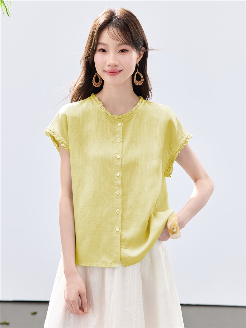 现货2026夏装新款透气麻棉无袖时尚女士衬衣,女装衬衫,木子恋