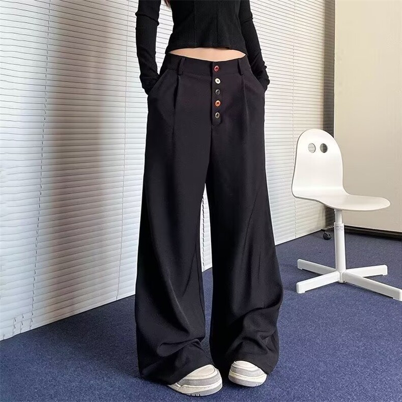 日系潮牌高级感宽松休闲垂感西装裤男设计感直筒阔腿裤子男,男装西服套装,星座506A