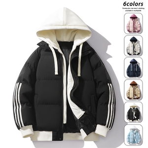 美式高街棉衣外套男加绒加厚条纹连帽宽松面包棉服MY0777-P82图片