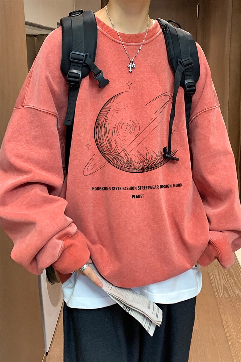 ！2023秋冬新款男士水洗圆领卫衣纯棉学生上衣WYS110P45,男装卫衣,电商B220