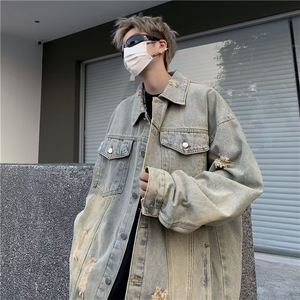 美式牛仔外套男韩版潮流痞子帅高街2024秋冬ins宽松夹克W5503-P62图片