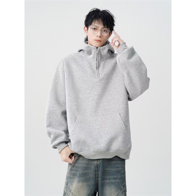 W9028-P45网图现货春季新款半拉链宽松休闲百搭套头长袖卫衣,男装卫衣,星座1608-2