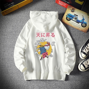 WY2012-P40 纯棉连帽卫衣男大码运动帽衫宽松薄外套男 麒麟风图片