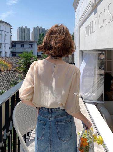 木耳边天丝上衣，女装，韵芭莎