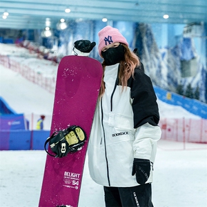 冬季防水防风加棉加厚防风袖滑雪衣男女连帽登山滑雪服HF57-P175图片
