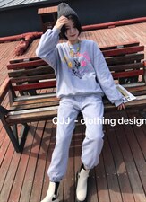 针织羽绒拼接套装，女装职业装，QJJ