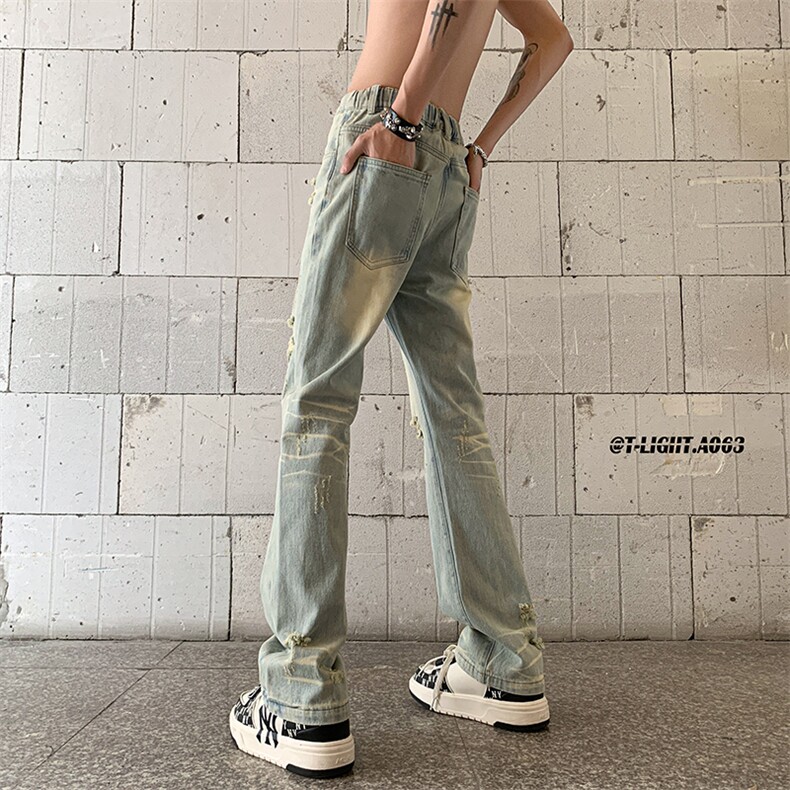 夏季美式高街ins小众破洞牛仔裤货号K755P6588,男装牛仔裤,电商A063