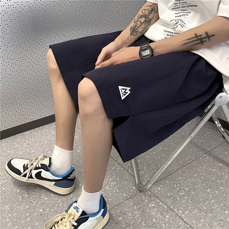 夏季新款港风系带松紧纯色运动休闲裤五分裤KL02-P27,男装休闲裤,星座1109-3
