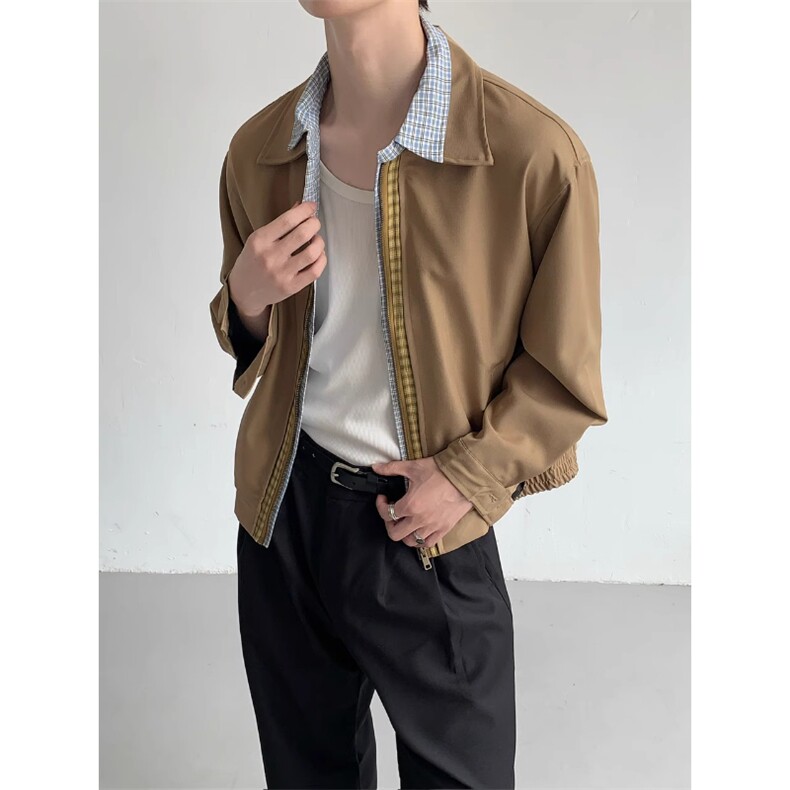 格子拼接cleanfit外套廓形夹克JK6809特P64,男装夹克,星座908-1