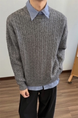 韩系简约针织衫宽松百搭慵懒风条纹毛衣情侣5Q1144-TP5098，男装针织衫/毛衣，电商A102