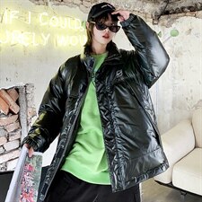 【】A003-HY8001-P130秋冬新款时尚亮皮男士棉衣港风，男装棉衣，电商A003