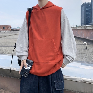 秋装 港风针织背心宽松休闲ins潮毛线卫衣连帽马甲情侣 H204/P50图片