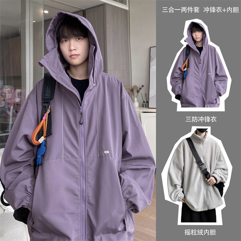 抖音直播！冲锋衣防风防水三合一外套夹克男两件套 XH36SHY-P97图片
