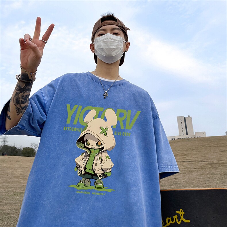 量大优可供抖音视频支持得物品质配合二开美式水洗短袖t恤SX125,男装T恤,电商A486