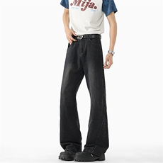 无影墙微喇牛仔裤男宽松美式复古牛仔裤NZK830-P45，男装牛仔裤，星座717