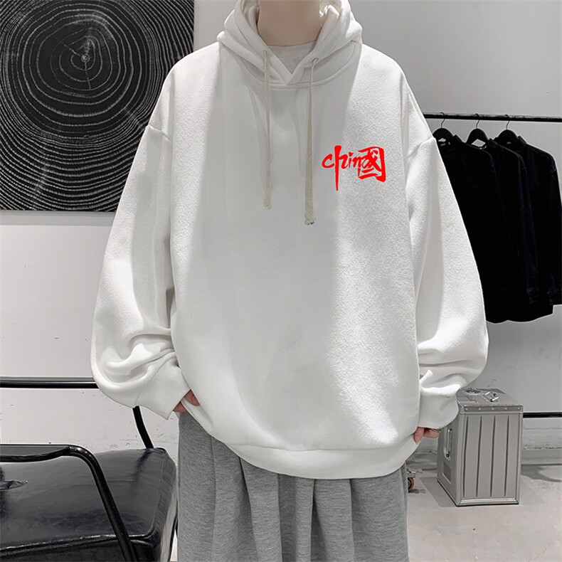 WY2276-P35加绒款-P40纯棉连帽卫衣男大码运动帽衫宽松薄外套男,男装卫衣,电商A040