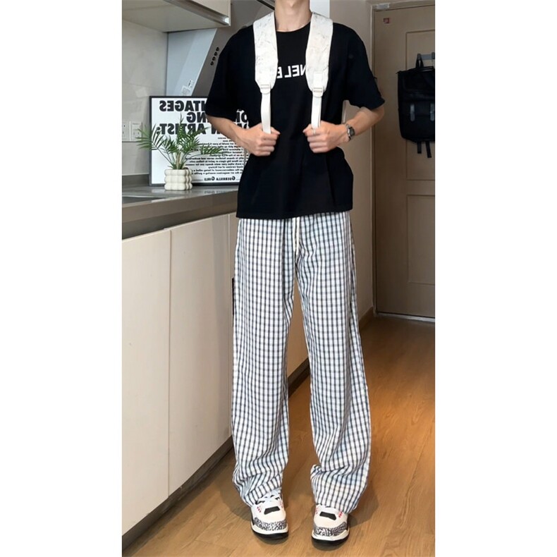经典宽松条纹格子休闲裤，清爽简约A061-AX01568-特P30-视频截图,男装休闲裤,电商A061