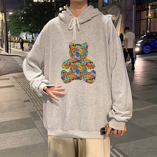 WY2222-P35 纯棉连帽卫衣男大码运动帽衫宽松薄外套男图片
